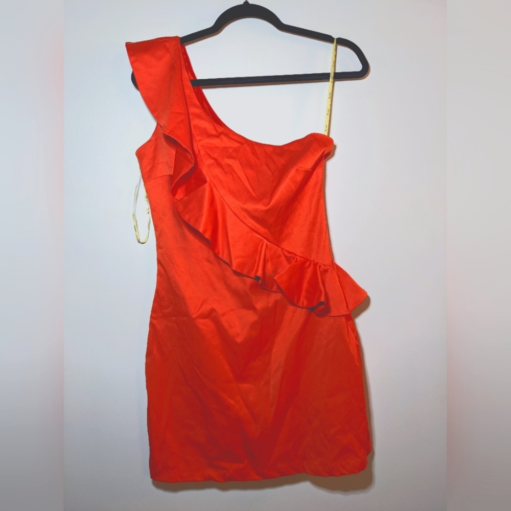 Bardot bright orange one shoulder dress